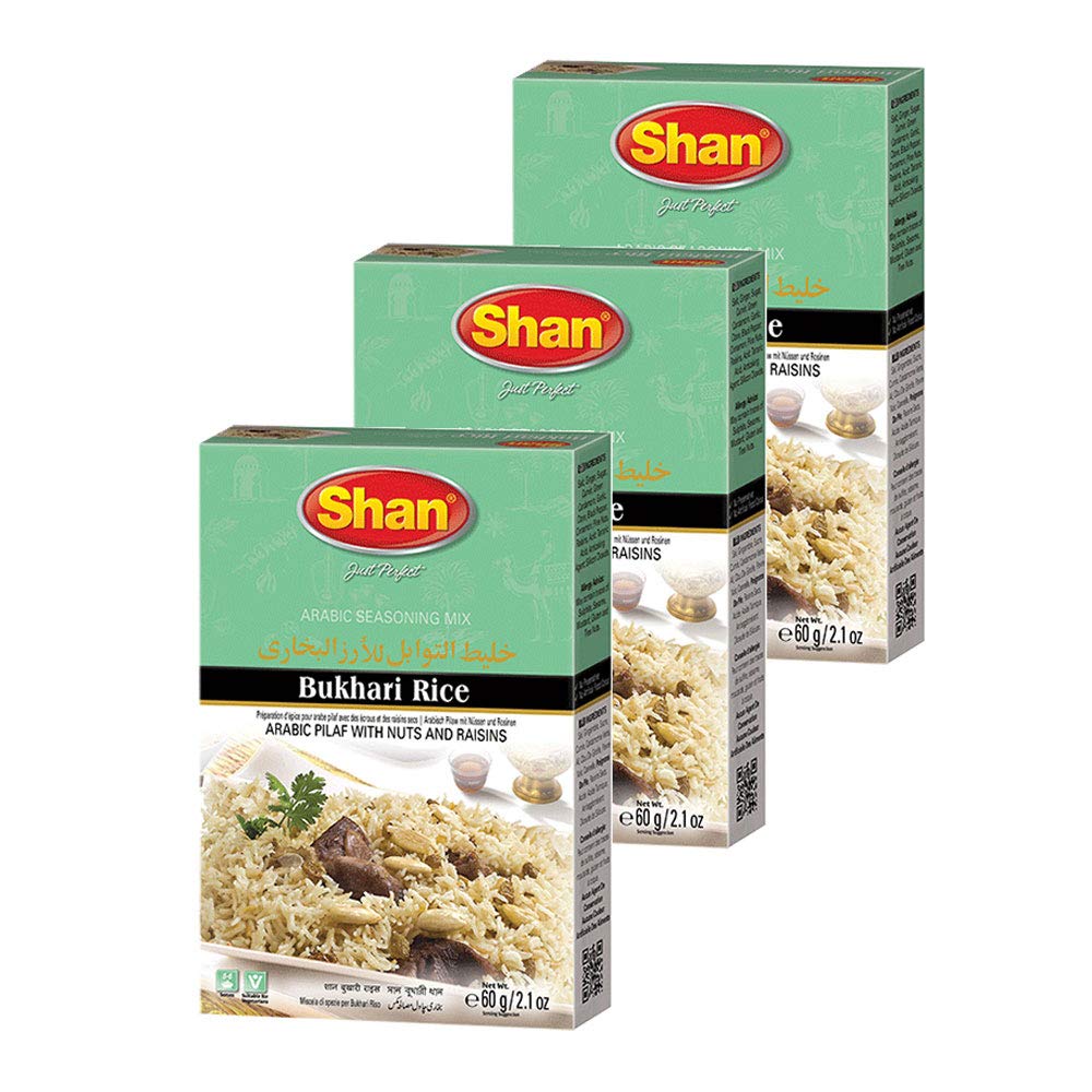 Shan Bukhari Rice Arabic Seasoning Mix, Spice Powder for Arabic Pilaf with Nuts & Raisins, 2.11 oz (Pack of 3)