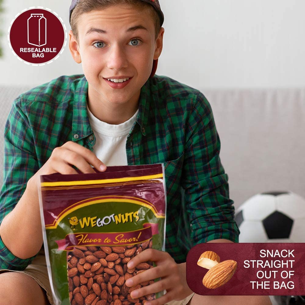 We Got Nuts Roasted Unsalted Almonds - Packed Fresh in Resealable Bag (32oz - 2 Pound Bag