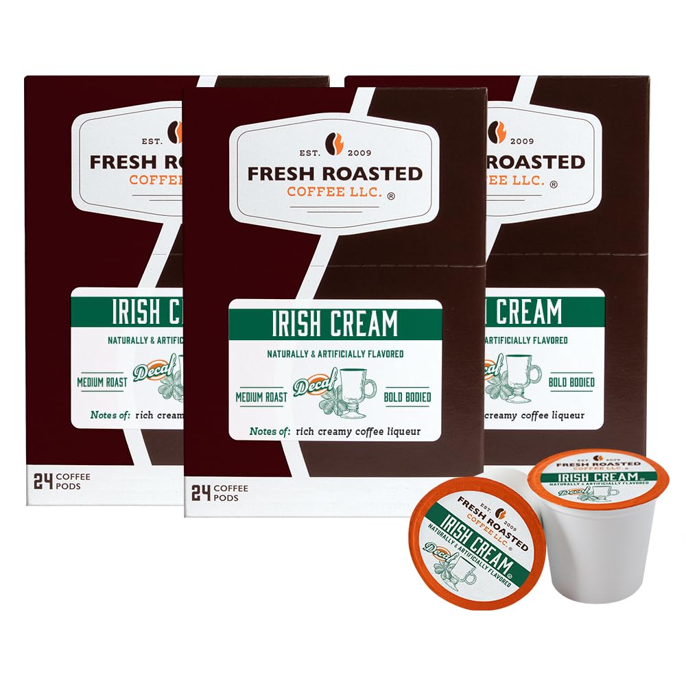 Fresh Roasted Coffee Decaf Irish Cream Flavored Coffee Pods 72 Count