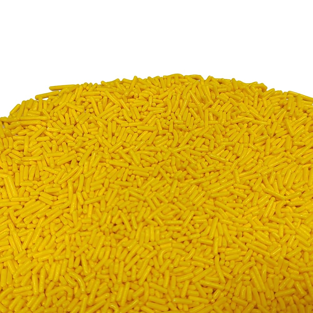 Homankit Yellow Jimmies Sprinkles Edible Sprinkle Candy Soft Jimmies Toppings For Ice Cream, Cupcake, Cake, Cookie, Dessert Deco