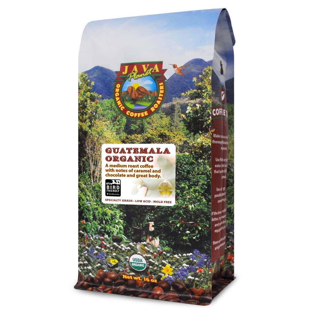 Java Planet Whole Bean Coffee, Guatemalan Organic, Medium Roast, Smooth Flavor, 16 Ounce Bag