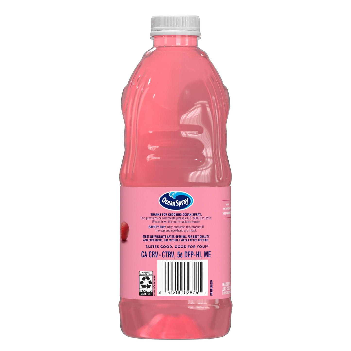 Ocean Spray Pink Cranberry Juice Cocktail, 64 Fl Oz Bottle, Pack of 8