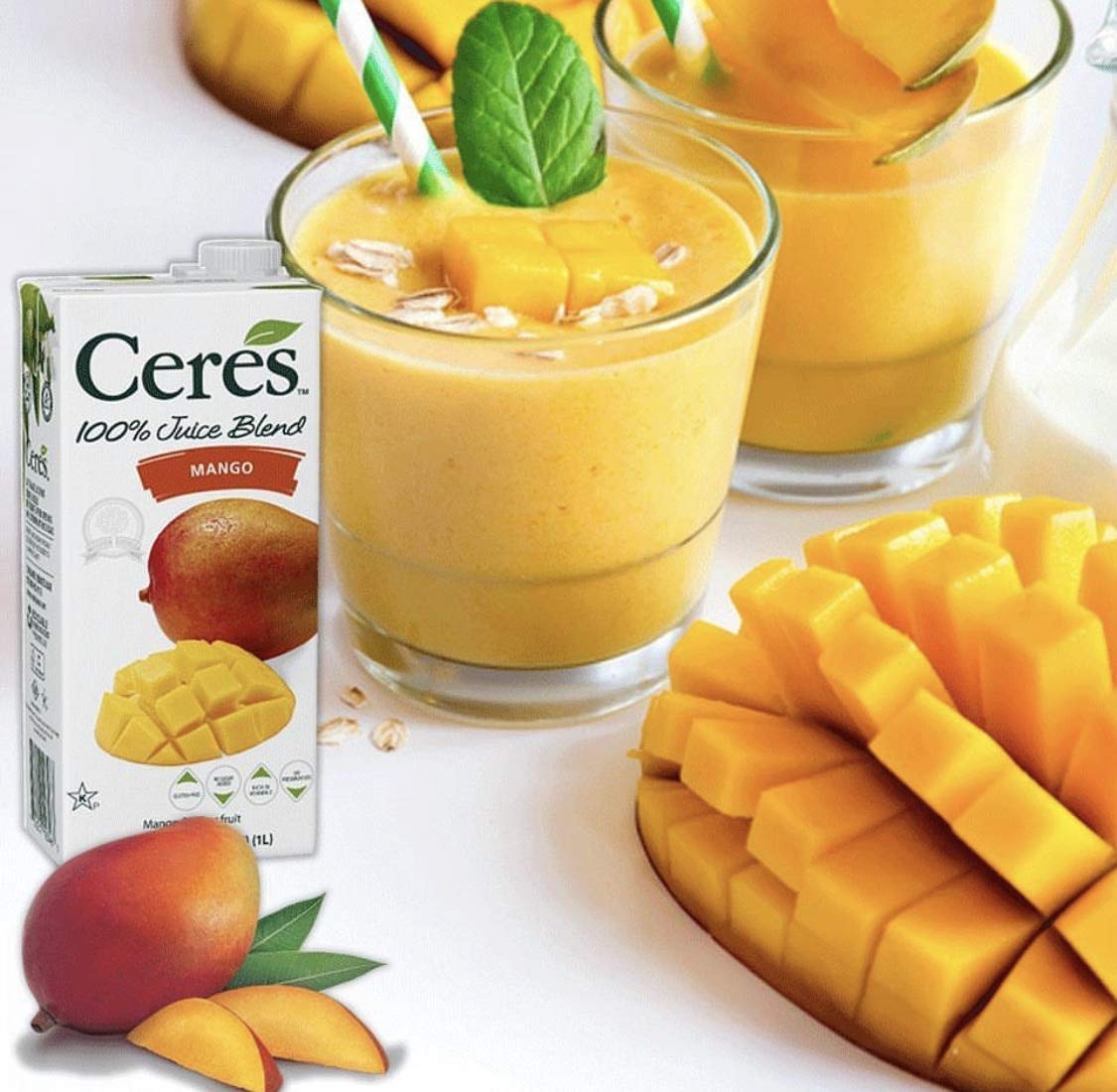 Ceres 100% All Natural Pure Fruit Juice Blend, Mango - Gluten Free, Rich in Vitamin C, No Added Sugar or Preservatives, Choleste