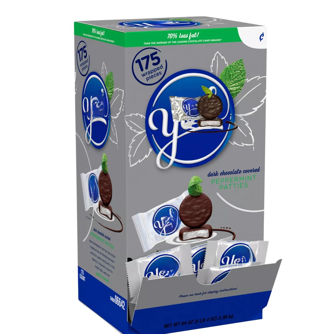 Dark Chocolate Peppermint Patties, Snack Size, Bulk Box Pack, 175 Count, 84 Ounces (1 Pack)