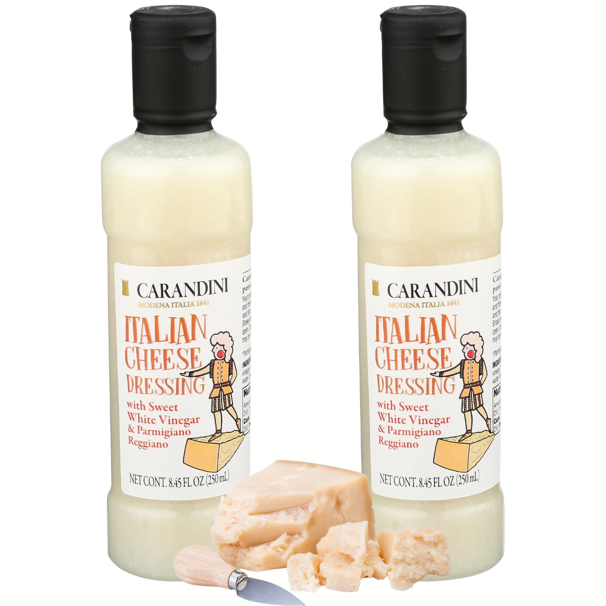 Carandini Italian Cheese Dressing with Sweet White Vinegar & Parmigiano Reggiano DOP - Gourmet, Gluten-Free, Light & Creamy, Swe
