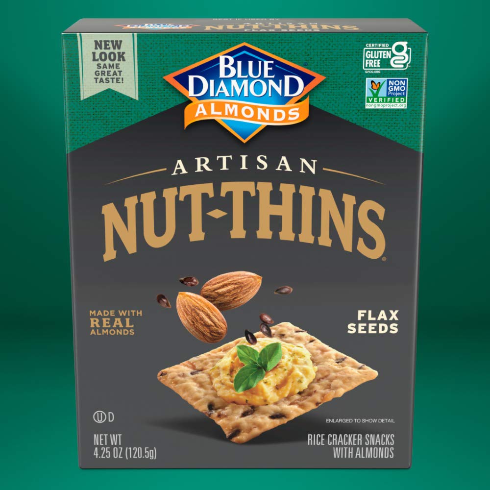 Blue Diamond Almonds Artisan Nut Thins Cracker Crisps, Flax Seeds, 4.25 Ounce (Pack Of 12)