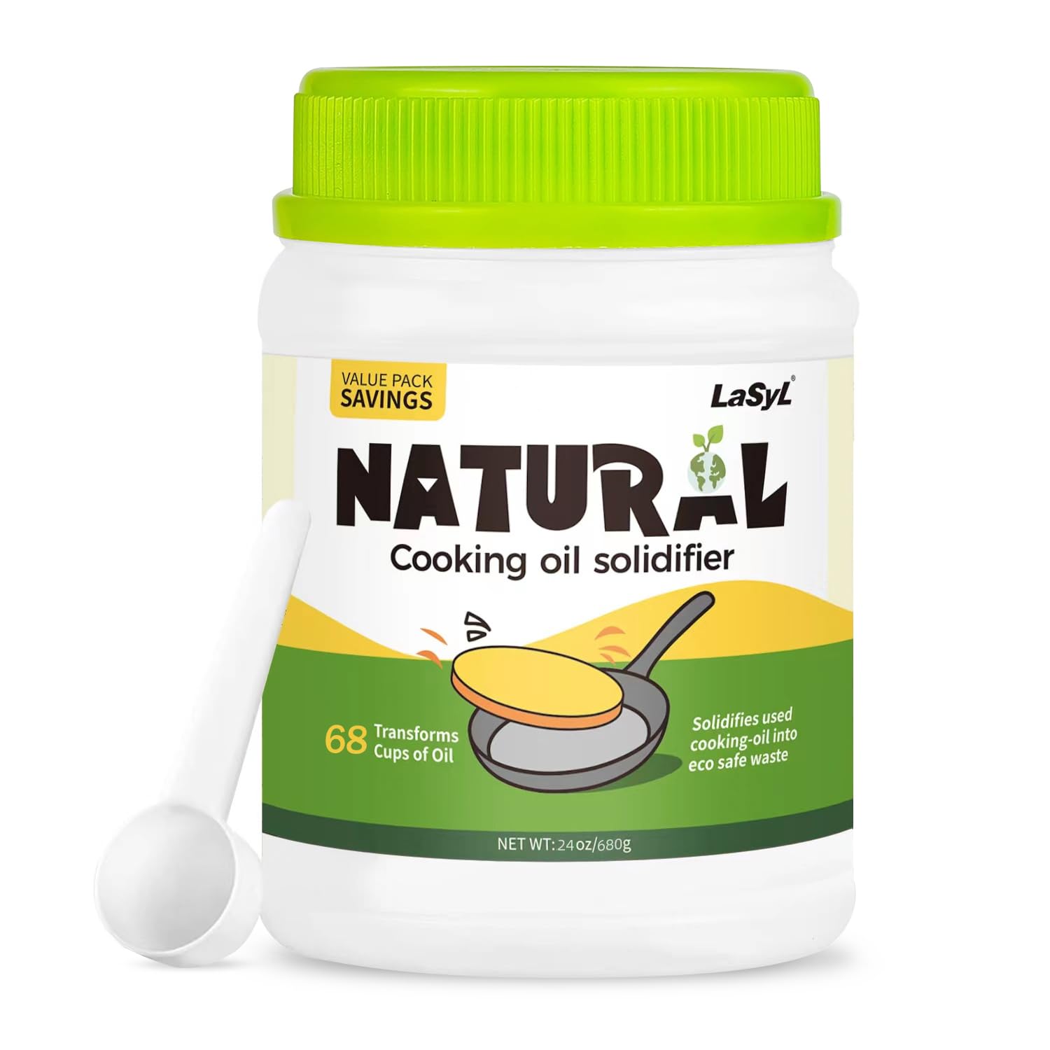 LaSyL Natural Cooking Oil Solidifier Powder, Harden Up to 4.5 Gallon of ...