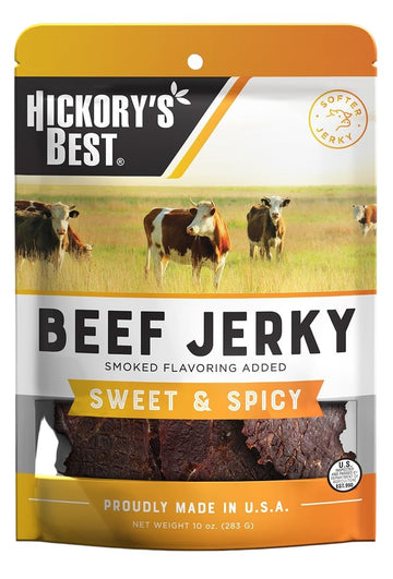 Hickory's Best Sweet & Spicy Beef Jerky 10 oz (Pack of 1) | Soft and Tender | USA Made | High Protein | Low Fat | Zero Trans Fat