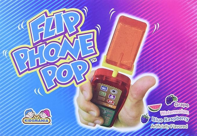 Kidsmania Flip Phone Pop Gift, Fun Phone Shaped Lollipops, Pack Of 3 (Colors May Vary) By Lyzas Sweets &