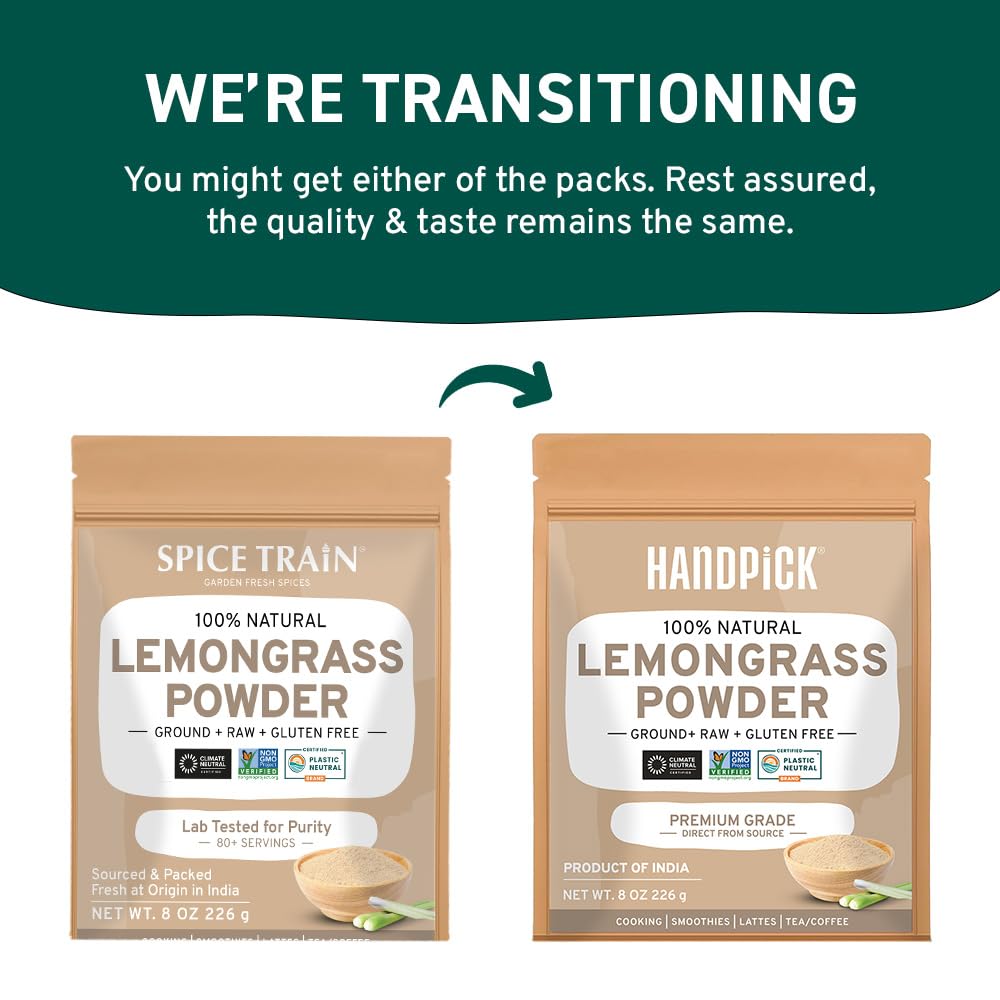 HANDPICK Lemongrass Powder 226g (8oz) - Non-GMO, Gluten-Free, 100% Raw, Ideal for Cooking, Smoothies, Tea - Resealable P