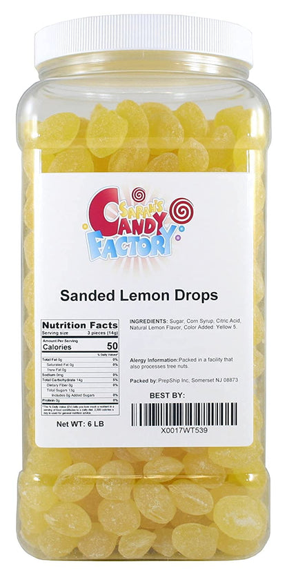 Sarah s Candy Factory Sanded Lemon Drops Old Fashioned Hard Candy (Gluten Free) in Jar, 6 Lbs