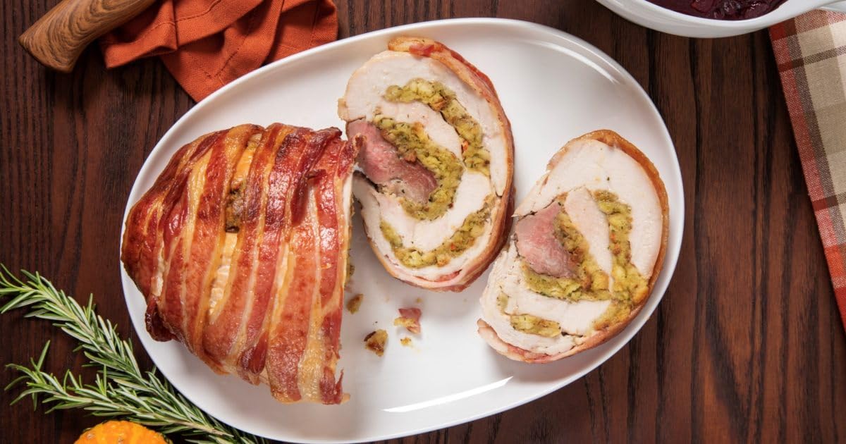 Creole Food Turducken (Cornbread Stuffing, 5Lb) - Gourmet Stuffed Poultry Delight - Pre-Seasoned And Ready For Cooking To Simpli