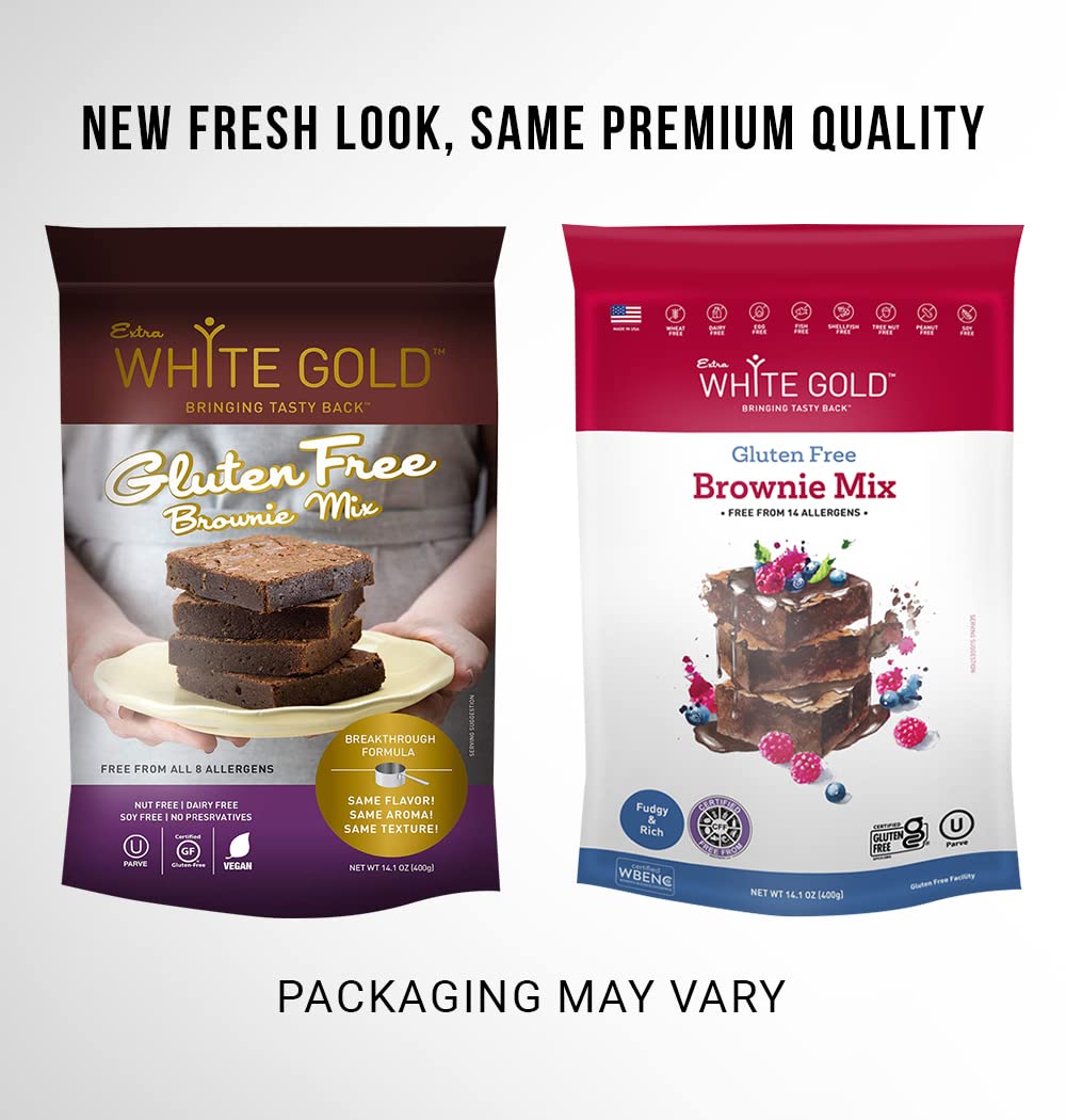 Extra White Gold Brownie Mix - For Baking Cakes Cupcakes Desserts - [Gluten Free] [Nut Free] [Free Of The Top 14 Major Allergens
