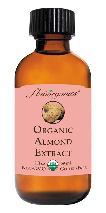 Flavorganics Organic Almond Extract, 2 Ounces Glass Bottle