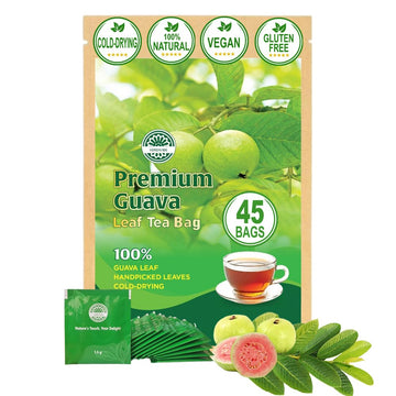 Premium Guava Leaves Tea Bags - Cold-Dried for Maximum Freshness and Nutrient Retention - 45 Hojas De Guayaba Leaf Tea Bags (45,