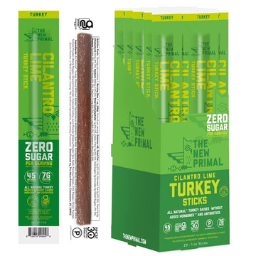 The New Primal 100% Free-Range Cilantro Lime Turkey Meat Stick, Whole30 & Paleo Approved, Gluten, Dairy & Soy Free, 1 Oz (Pack O