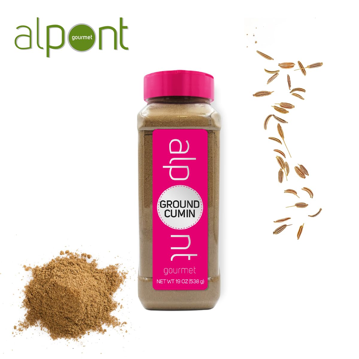 Alpont Gourmet Ground Cumin - 19Oz (538G), All Natural, Non-Gmo, Packed To Keep It Fresh, Premium Quality