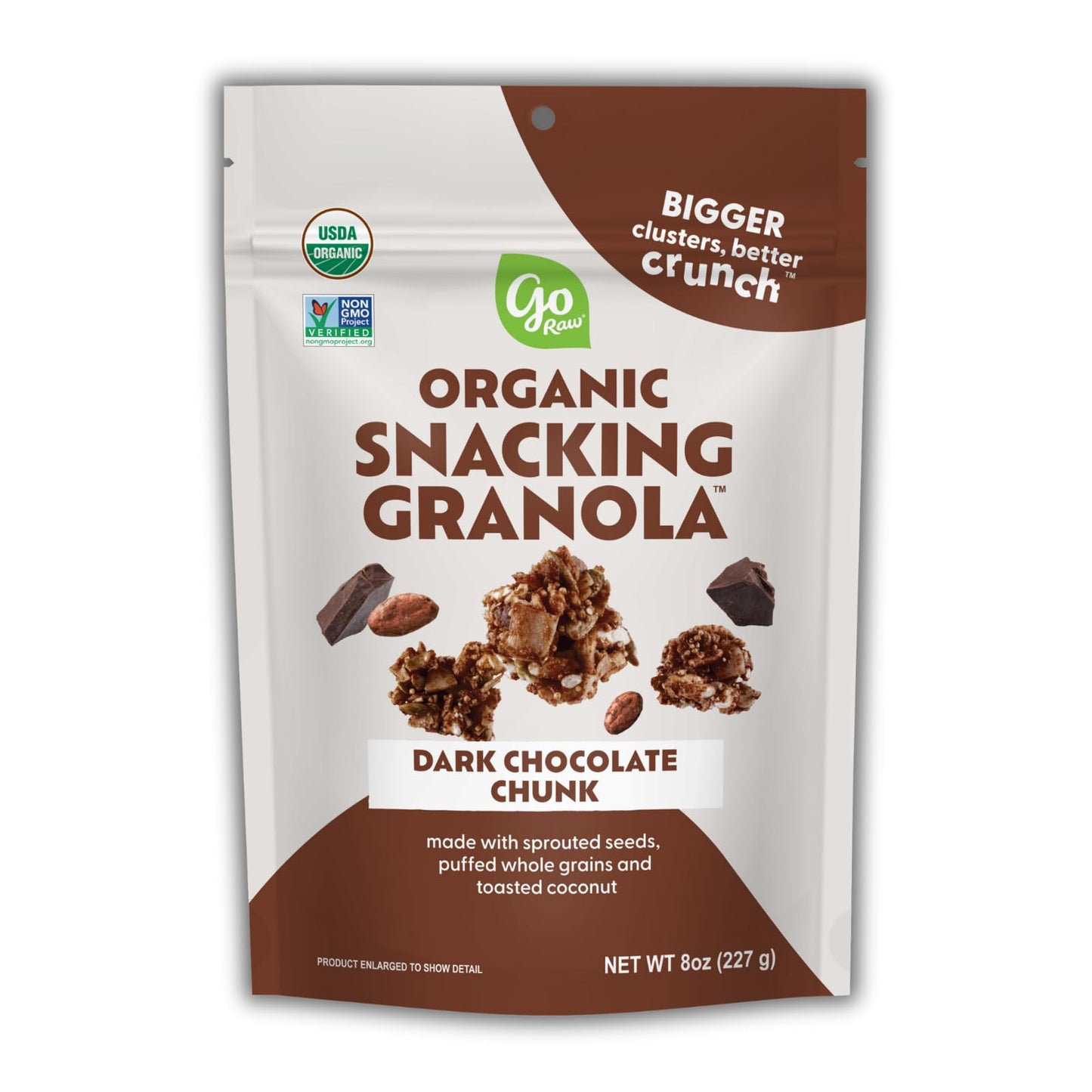 Go Raw Dark Chocolate Snacking Granola, 8oz Pouch, 1 Count, Vegan, Gluten-Free