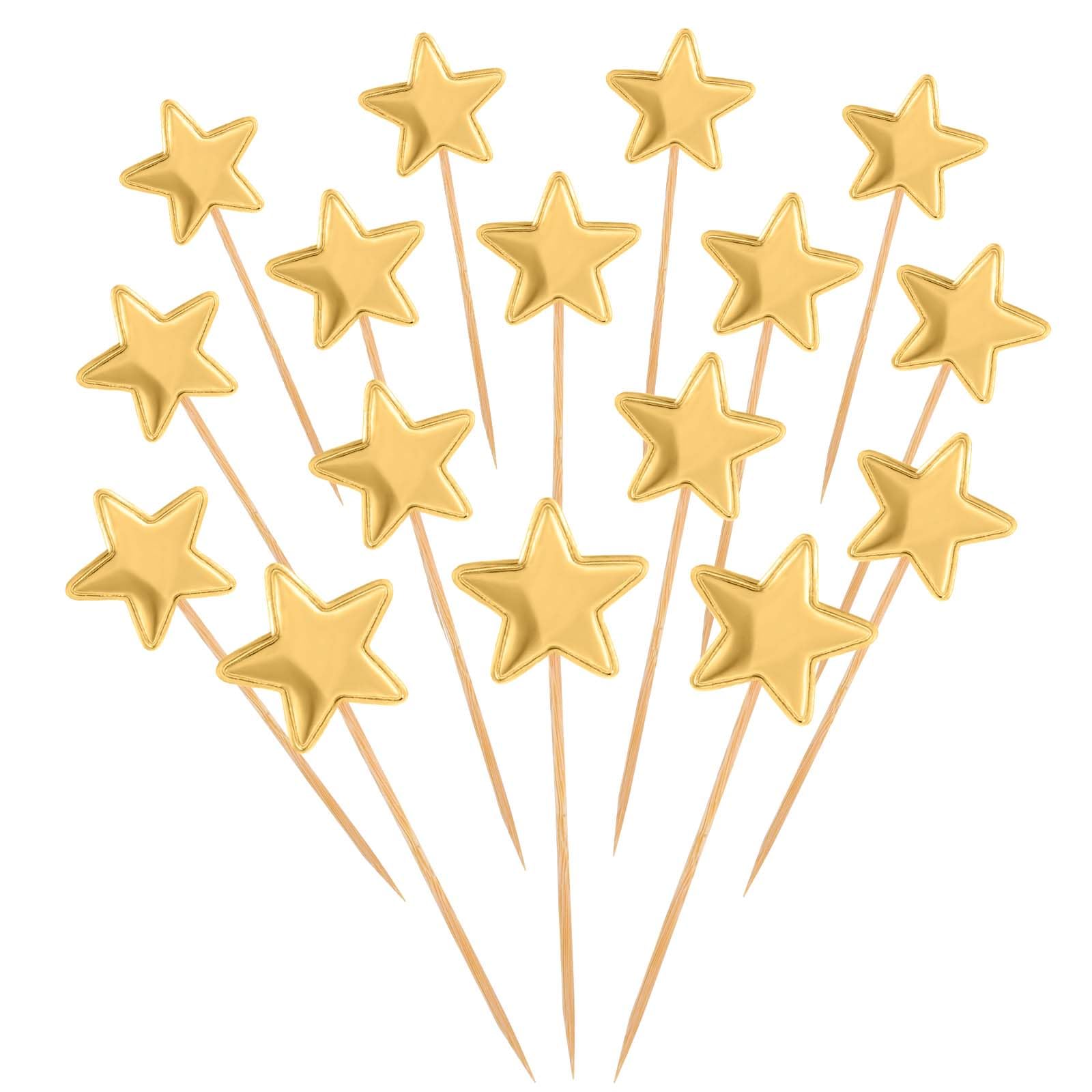 Thinp 50 Pcs Gold Star Cupcake Toppers Stars For Cake Decorating Star Cake Toppers Gold Cupcake Toppers Sticks For Wedding Engagement Bridal Shower Birthday Party