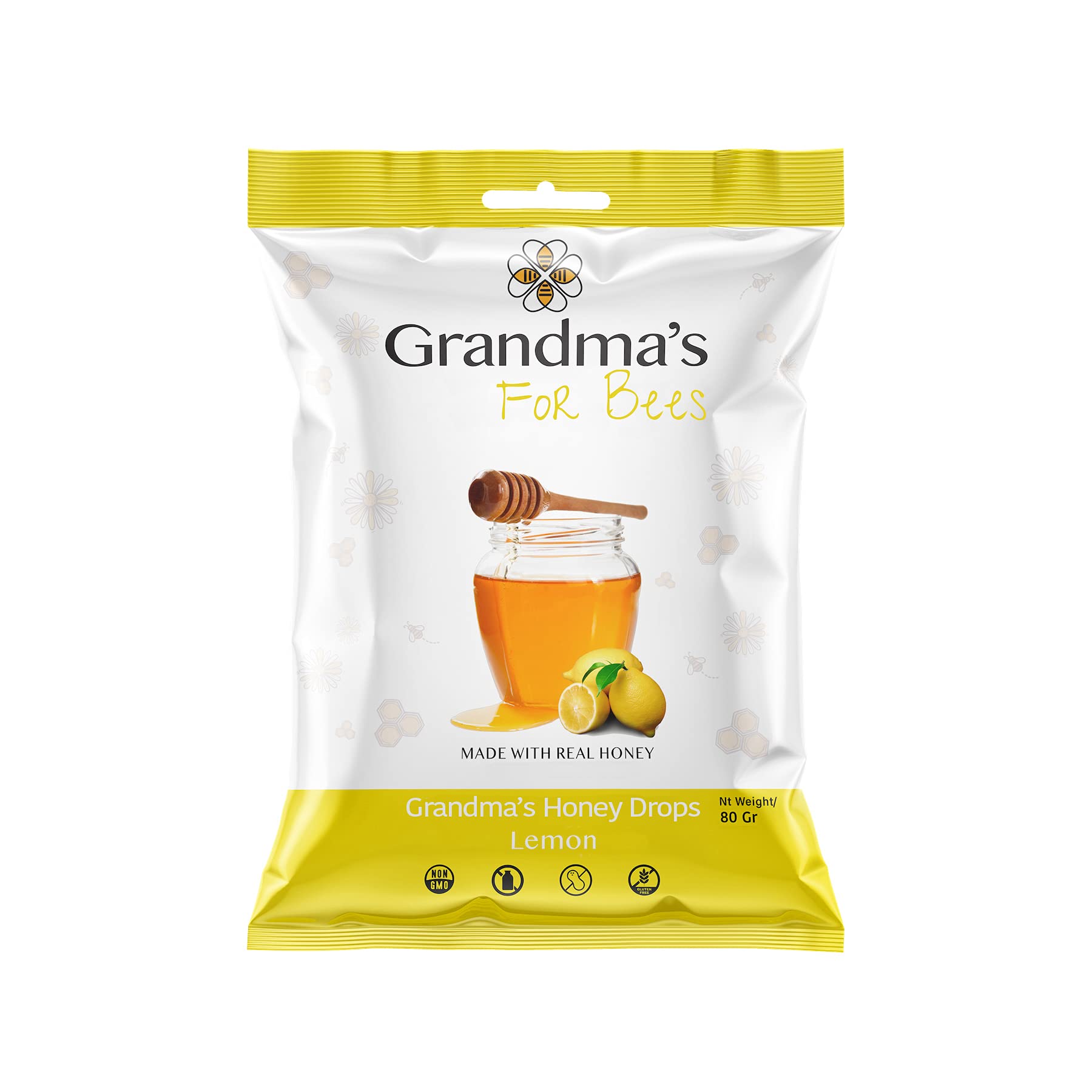 Grandmas Honeydrops | Honey and Lemon 80g X Pack of 4