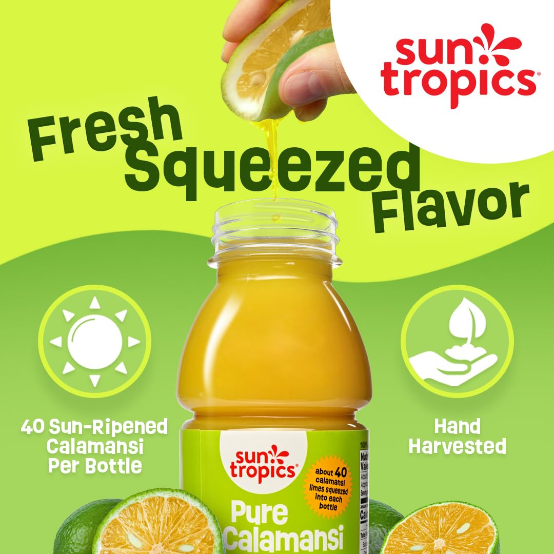 Sun Tropics Pure Calamansi 100% Juice- 4 pack, 10 oz each | 100% Pure Juice, Not From Concentrate | Refreshing Citrus Juice for