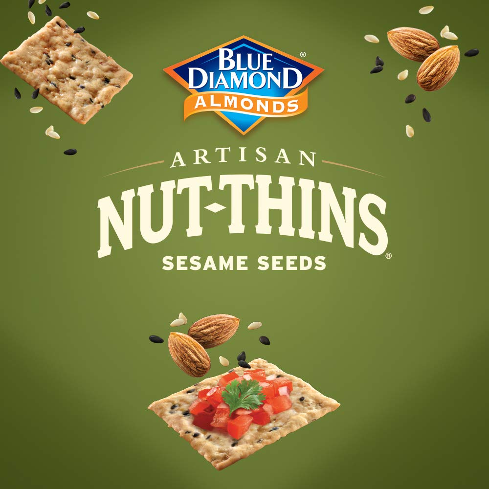 Blue Diamond Almonds Artisan Nut Thins Cracker Crisps, Sesame Seeds, 4.25 Ounce (Pack of 12)