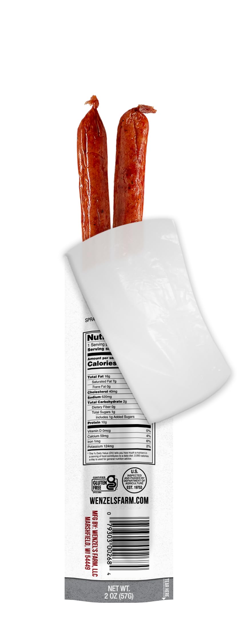 Wenzels Farm Beef Snack Sticks with Pepperjack, High Protein, Gluten Free, 16 Count (8 Packs of 2)