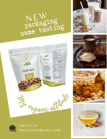 Julias Organic Tiger Nuts (5 Oz) (Raw Snacks) Premium Raw Tiger Nuts | Gluten Free Snack, Non-Gmo | Prebiotic Fiber | Paleo Frie