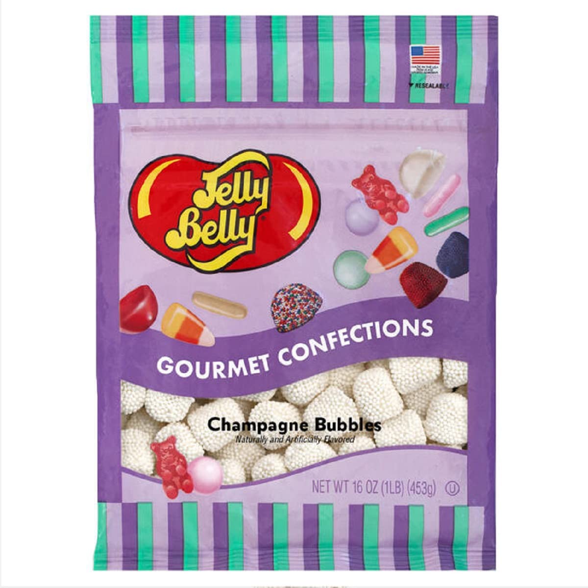 Jelly Belly Champagne Bubbles Candy - 1 Pound Resealable Bag - Cream Color