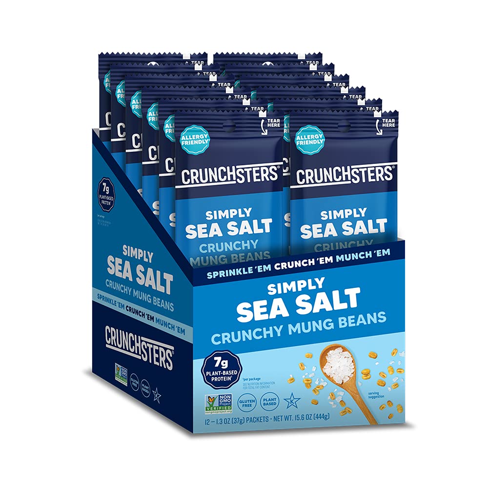 Crunchsters Sprouted Mung Beans, Plant-Based Protein Super-Snack and Salad Topper, Gluten-Free, Nut-Free, Vegan, 7g Protein/Serv