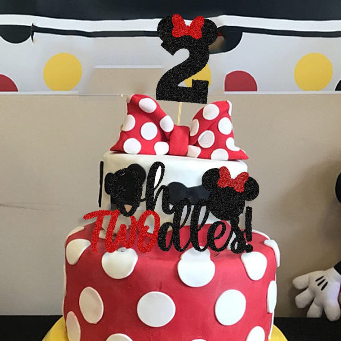 Oh Twodles Red Mouse Cake Topper Mouse Second 2nd Birthday Party Supplies Decorations for Baby Red Girl Bday