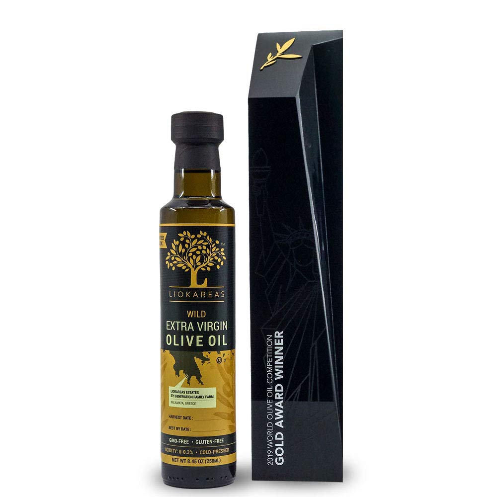 Liokareas Wild Greek Extra Virgin Olive Oil, Organic, Cold Pressed, 8.45 Fl Oz, Kosher, Gluten Free, NonGMO, Unfiltered