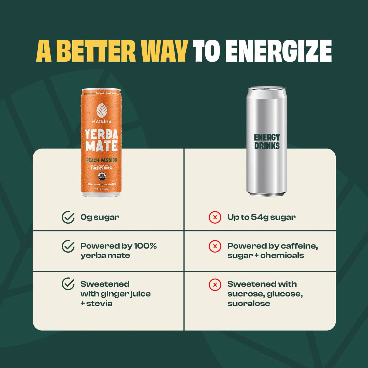 Mateina Yerba Mate Zero Sugar Energy Drink - 120mg Natural Caffeine - Organic  Non-GMO  Non-Carbonated - Dr. Andrew Huberman Recommended - 12 Pack (12oz Cans) (12 Pack  Peach Passion)