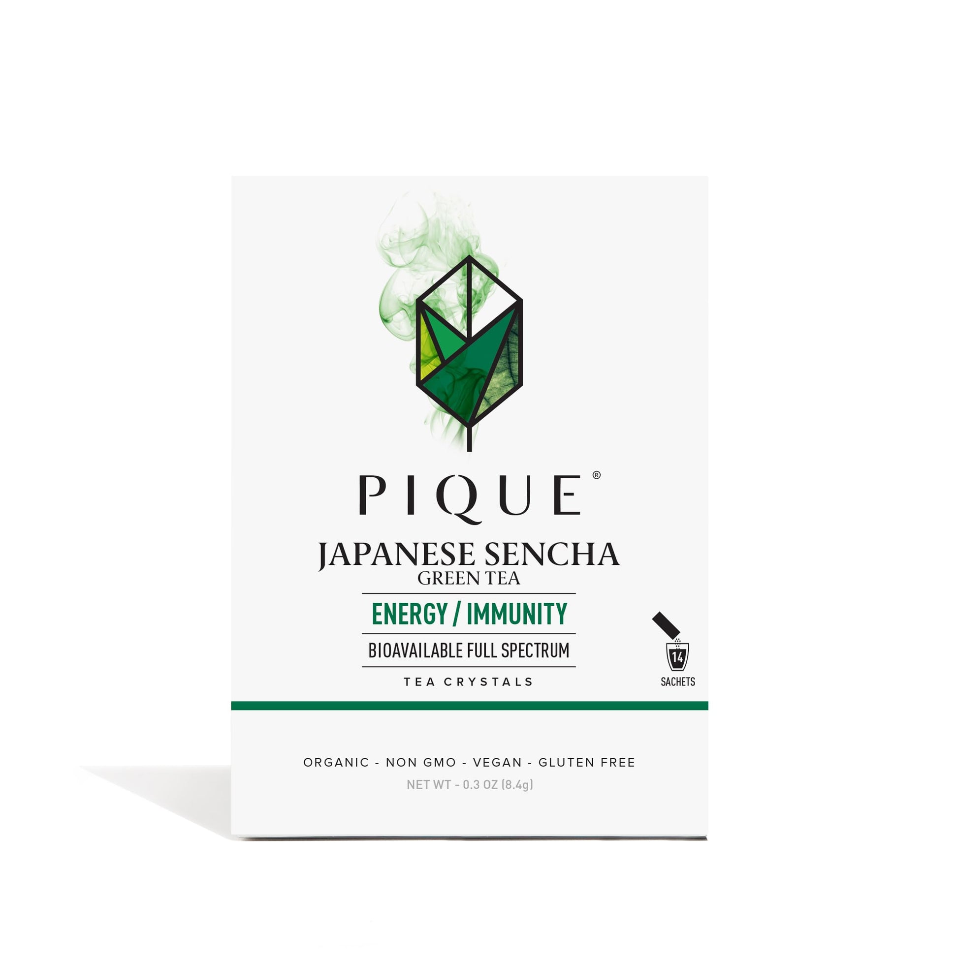 PIQUE Pique Organic Sencha Tea Crystals - 14 Single Serve Sticks (Pack of 1) - Supports Immunity & Energy