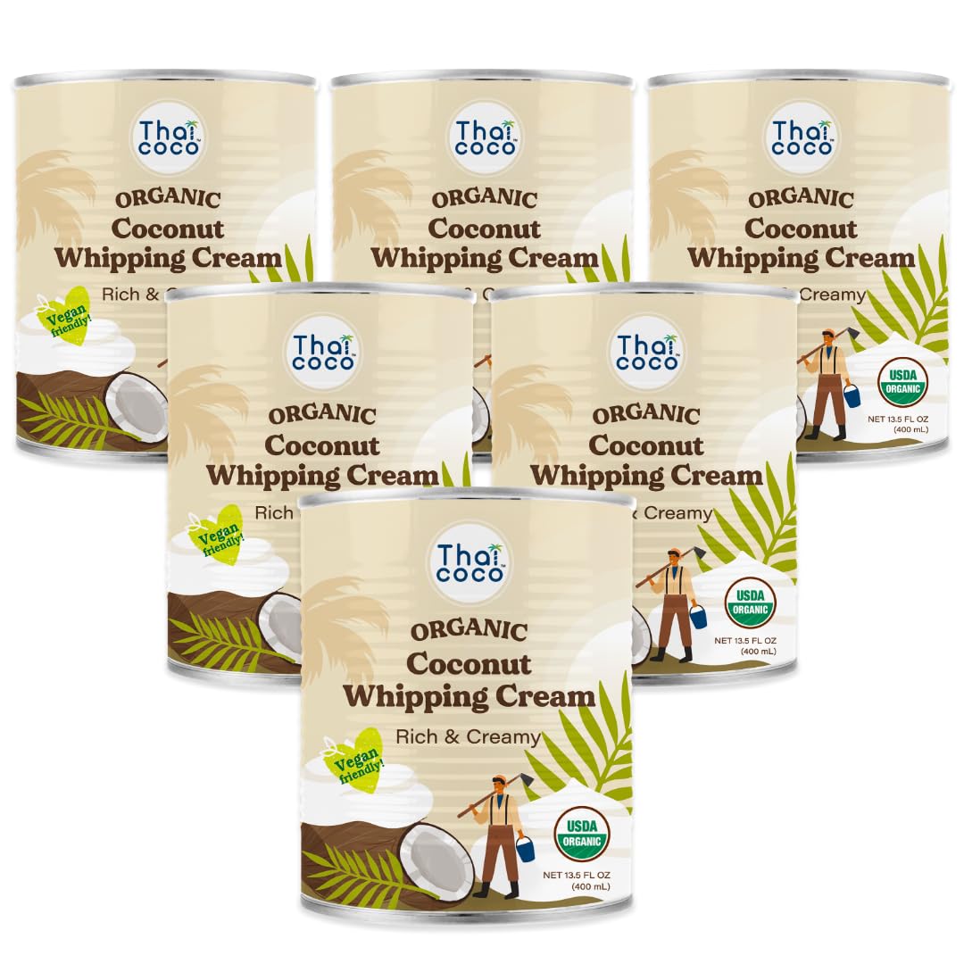 Thai Coco - Organic Coconut Whipping Cream Dairy & Lactose Free - 13.5 oz. 6 Pk