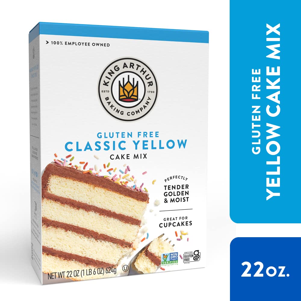 King Arthur, Gluten-Free Yellow Cake Mix, Gluten-Free, Non-GMO Project Verified, Certified Kosher, Non-Dairy, 22 Ounces (Pack of
