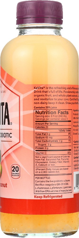 Kevita Organic Mango Coconut Probiotic Drink, 15.2 Fz
