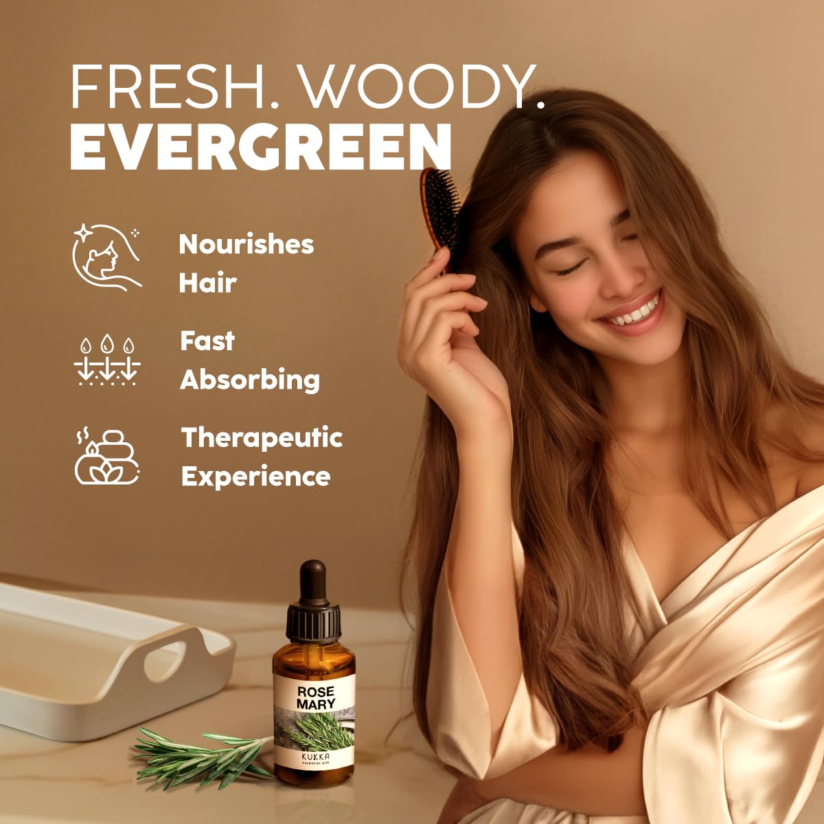 KUKKA Rosemary Hair Oil - 100% Natural Therapeutic Grade, 4 Fl Oz for Hair Growth & Dry Scalp, Aromatherapy Essential Oil