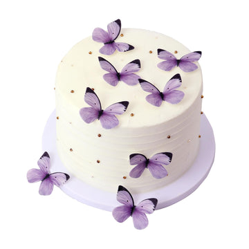 50PCS Edible Butterflies Cake Decorations-Small Pastel Purple Butterfly Cake and Cupcake Toppers Wafer Paper butterfly Decor for