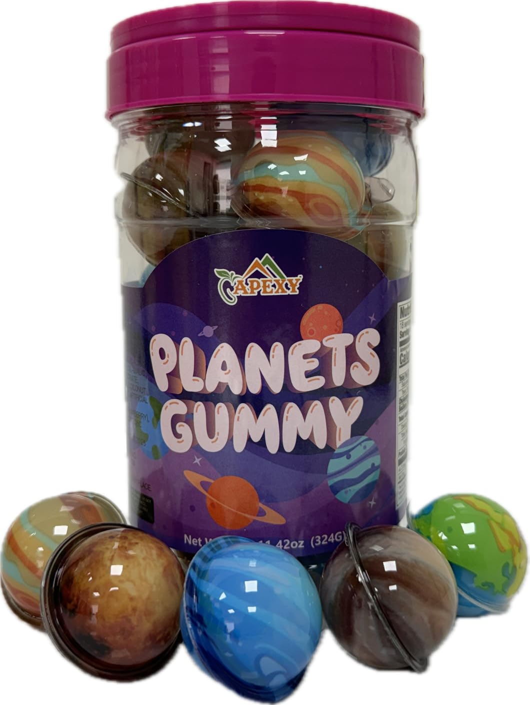 Apexy Mixed Planets Gummy Candy With Fruity Liquid Center Fat Free Fun & Delicious Space- Themed Treats Great For Halloween, Birthday, Trick Or Treat, Party 11.42Oz