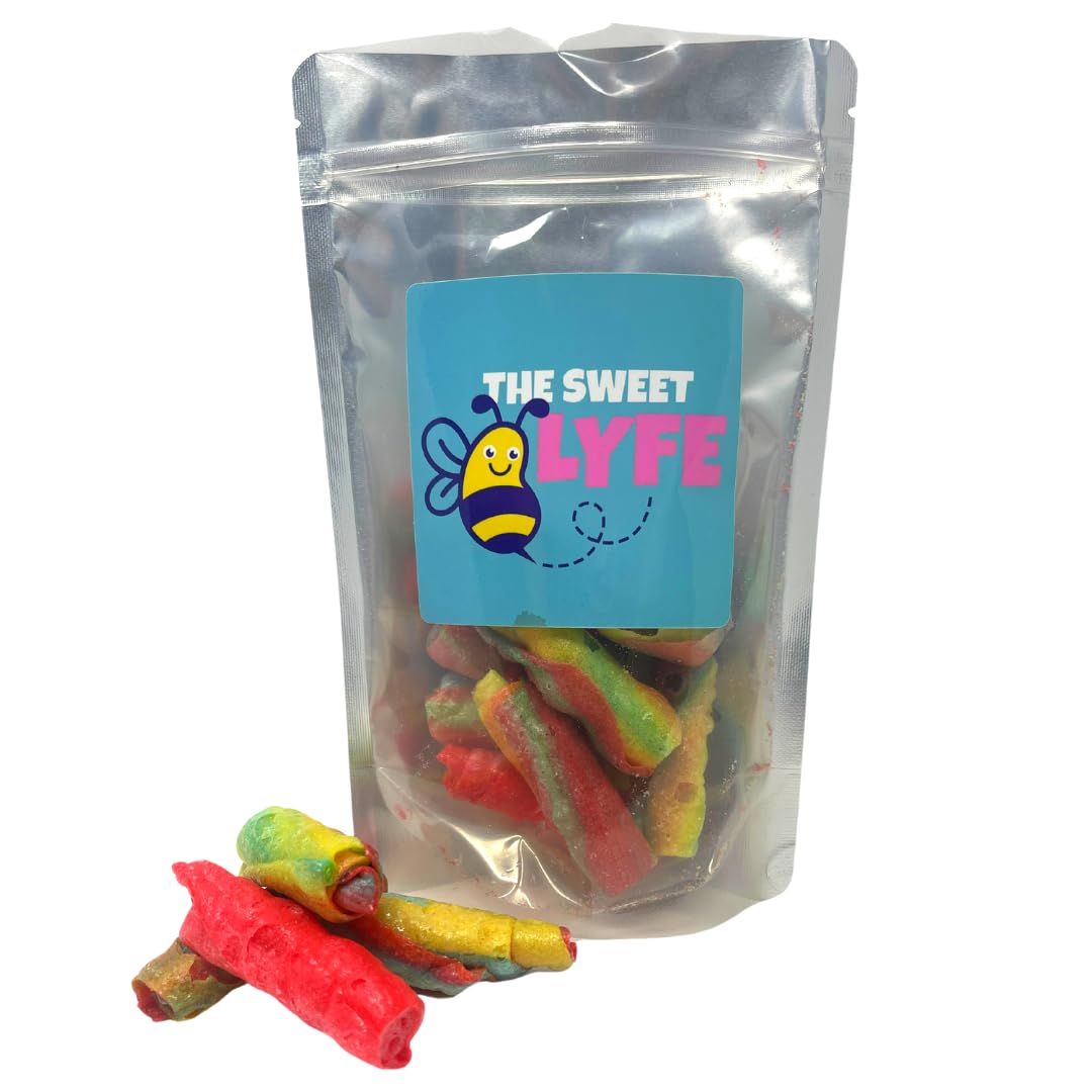 The Sweet Lyfe Freeze Dried Fruit Roll Ups 3.5 Oz Bag, 7 Fruit Roll Ups In Each Bag; Crispy And Delicious Freeze Dried Candy For Snacking: Tropical Tie Dye And Strawberry Blast Flavors