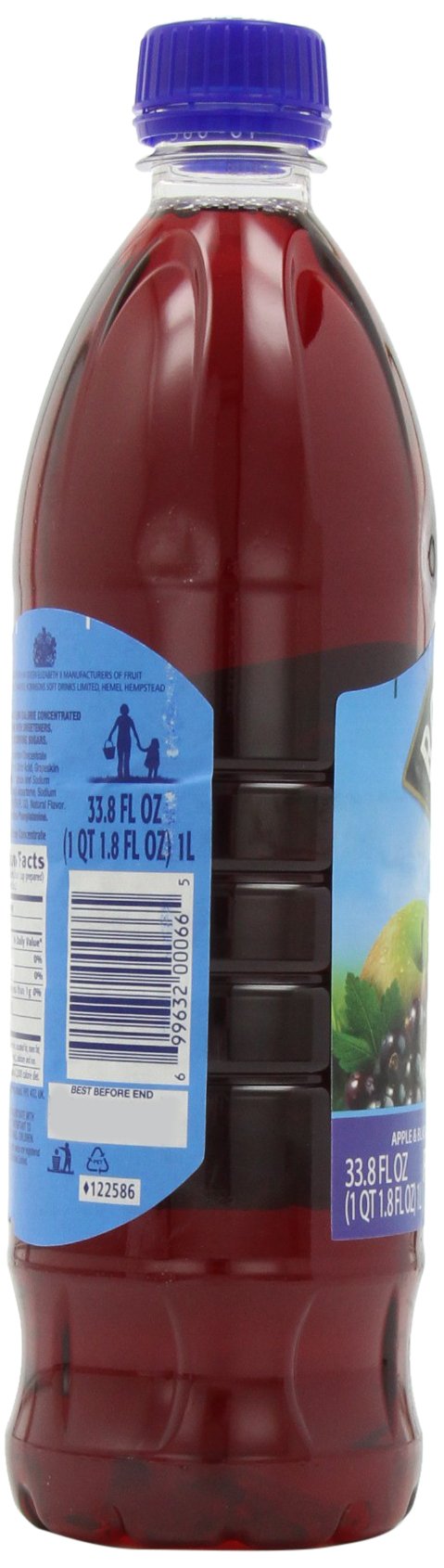Robinson's Fruit Drink, Apple & Blackcurrant, No Added Sugar, 1-Liter Plastic Bottles (Pack of 4)