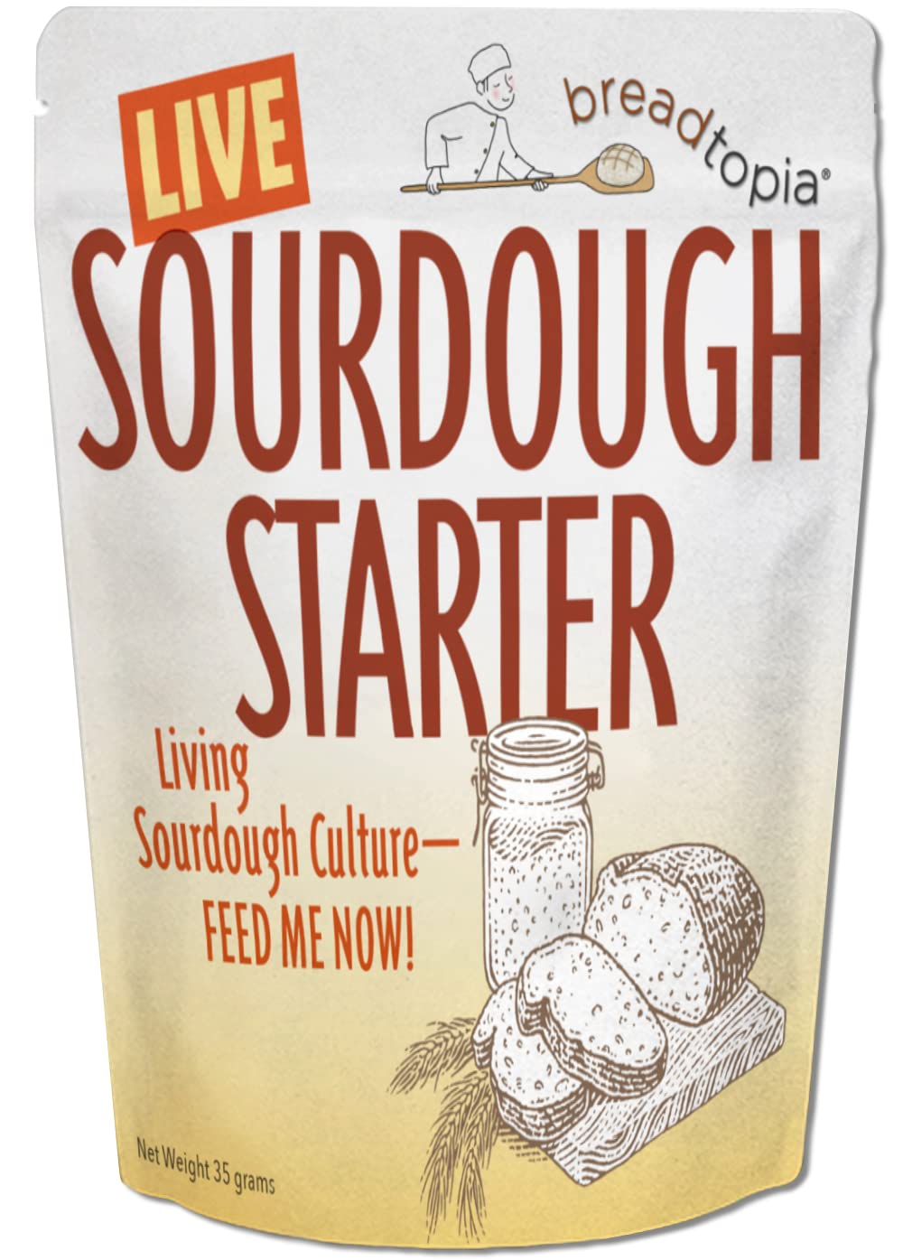 Breadtopia Live Sourdough Starter | Organic Non-GMO | Active, Ready to Use | 1.23 Ounce
