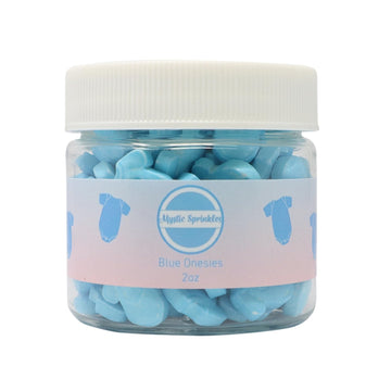 Mystic Sprinkles Baby Shower Themed Candy Shapes Sprinkles (Blue Onesies, 2Oz Jar)