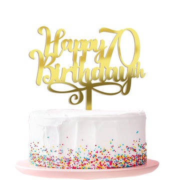 Ruscalin Acrylic Gold Happy 70Th Birthday Cake Topper,70 Birthday Party Cake Decorations