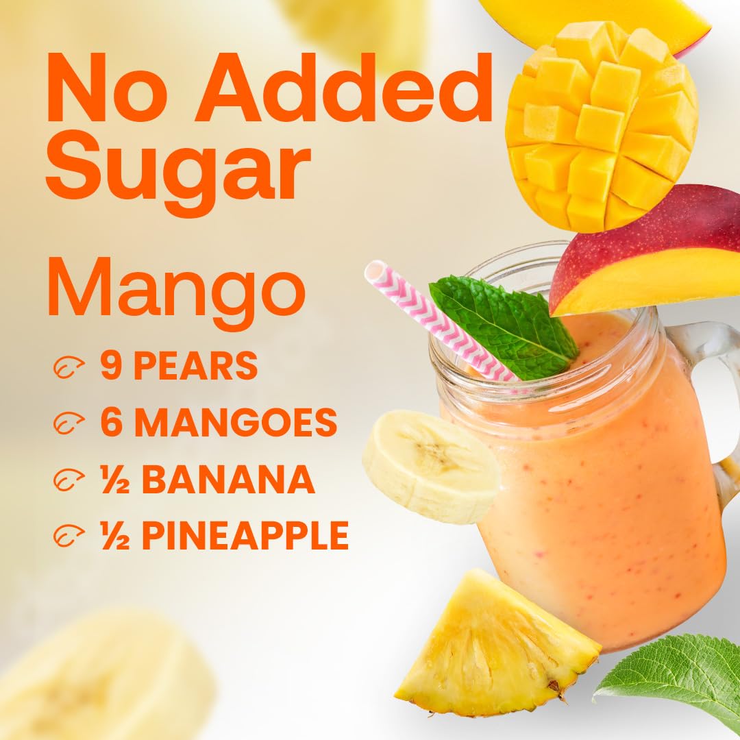 Dr. Smoothie 100% Crushed Mango – No Added Sugar, Made With Real Fruits/Fruit Juice – Vegan, No Artificial Colors Or Flavors – Sweet Mango With A Hint Of Pineapple & Banana – 46 Oz Bottle