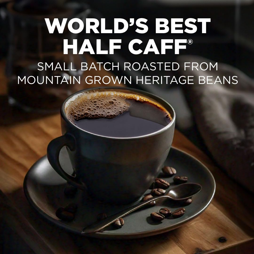 MAUDS Instant Half Caff Coffee, Medium Roast, 26 Count Single Serve Travel Packs, 100% Arabica Coffee