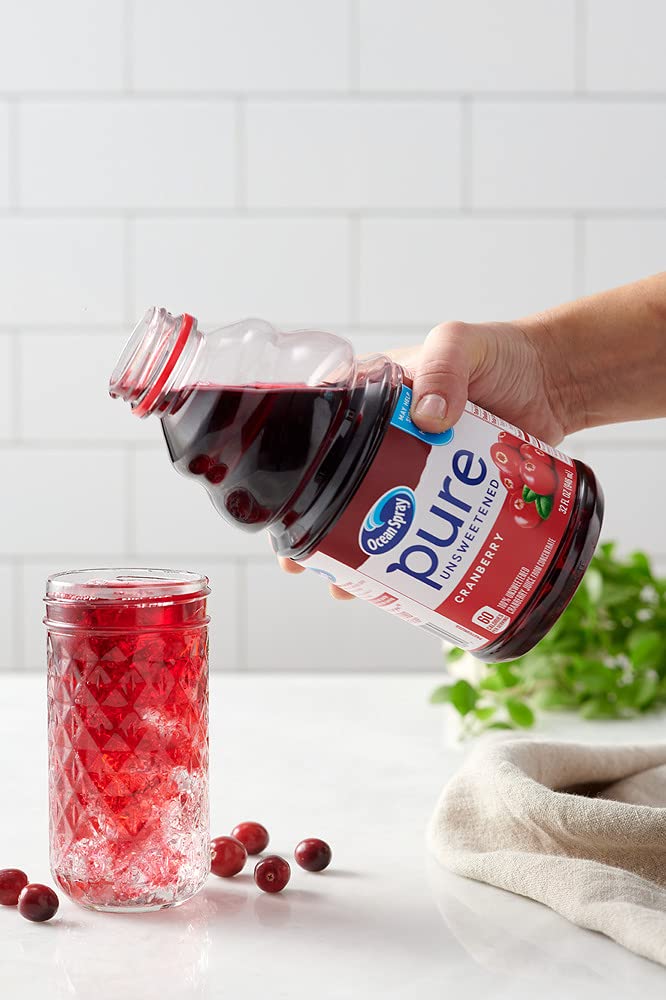 Ocean Spray Pure Unsweetened Tart Cherry Juice, 100% Juice, 32 Fl Oz Bottle, Pack of 8