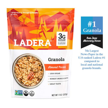 Ladera Granola | Almond Pecan Granola | Low Sugar | Gluten Free & Vegan | Granola Breakfast | Healthy Snack | 11 Oz