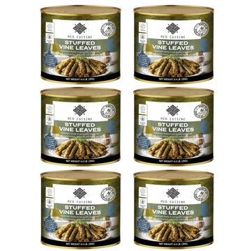 Med Cuisine Dolmades (SVL) 2KG X 6 - Stuffed Grape Leaves with Rice 4.4Lb - 60 units X 6 | Premium, Large (70 oz), Ready to Eat 